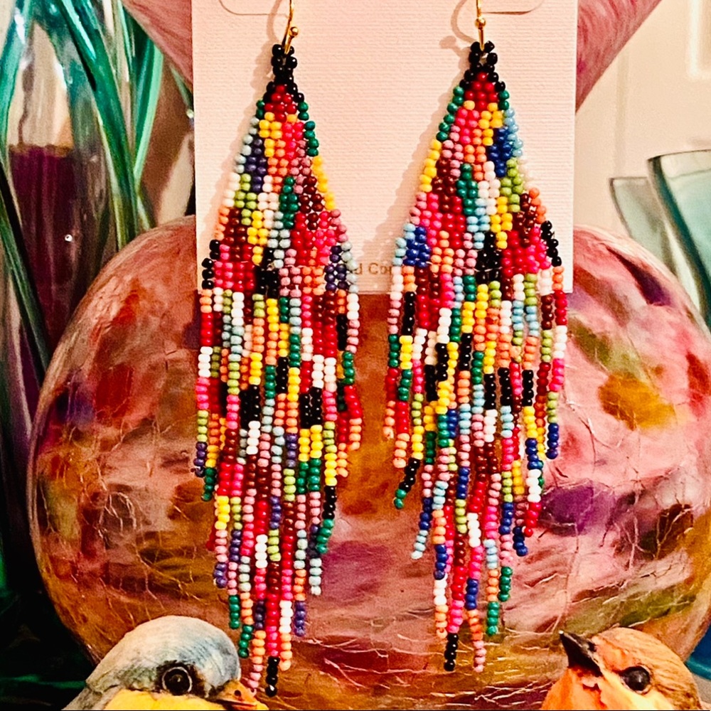 NWT Neiman Marcus/Panacea Rainbow Fringe Chandeliers - Picture 3 of 13